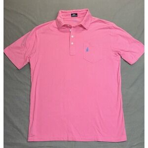 Johnnie O Polo Shirt Mens Large  Short Sleeve Pink West Coast Prep Memorial Logo